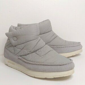 SPERRY Moc Sider Nylon Grey Faux Fur Lined Booties Women 9M